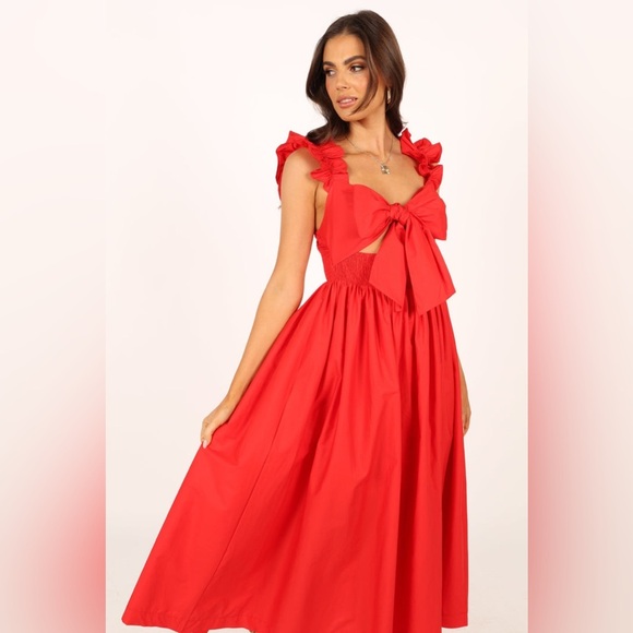 Petal & pup reversible bow tie ruffle strap maxi dress nwot - Picture 5 of 9